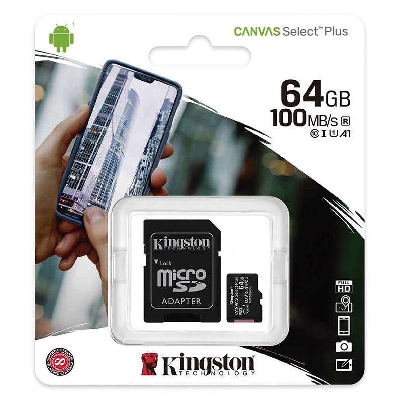 Memoria MicroSd 64GB Kingston 100Mb/s Clase 10 SDCS2/64GB