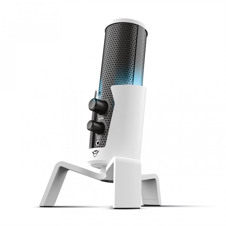 Microfono Gaming USB TRUST Fyru 4 En 1 Streaming Luces LED White GXT258W