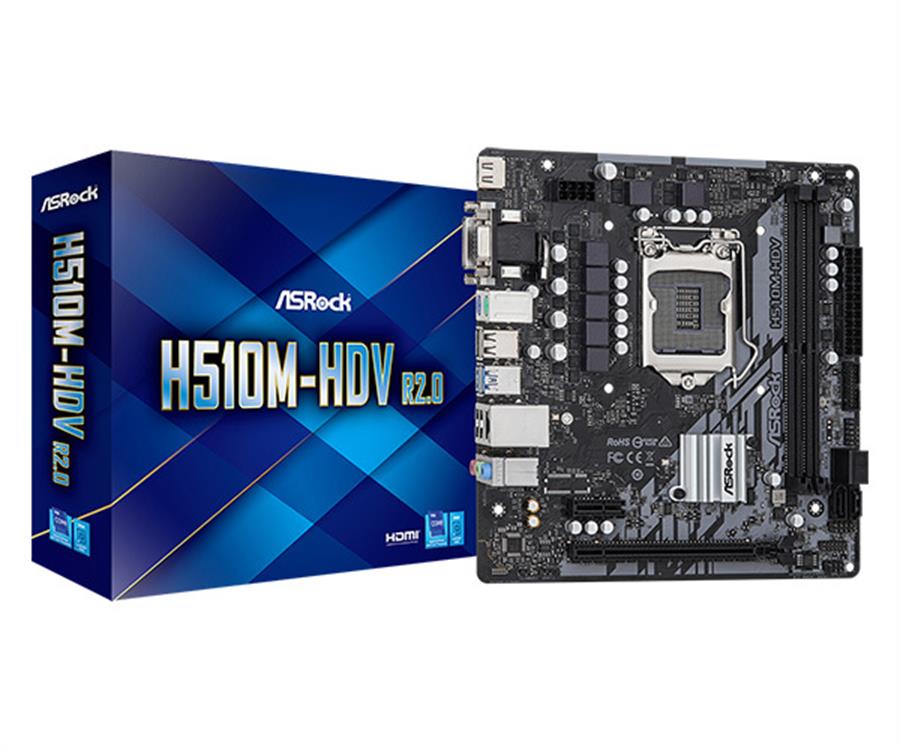 Motherboard Asrock H510M-HDV R2.0 Intel LGA 1200 (SIN puertos M.2 / NVME)