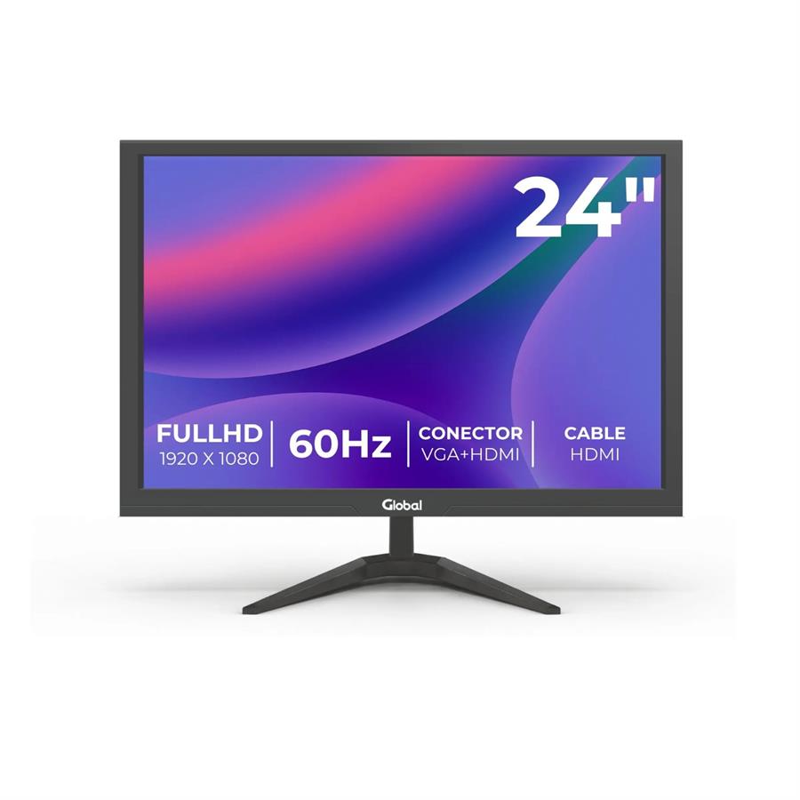 Monitor Global 23.6" FHD 60 Hz HDMI VGA MONI-OFFICE-23.6IFHD Negro