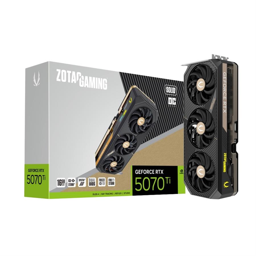 Placa de Video Zotac Rtx 5070 Ti 16gb Solid Oc D7 Triple Fan
