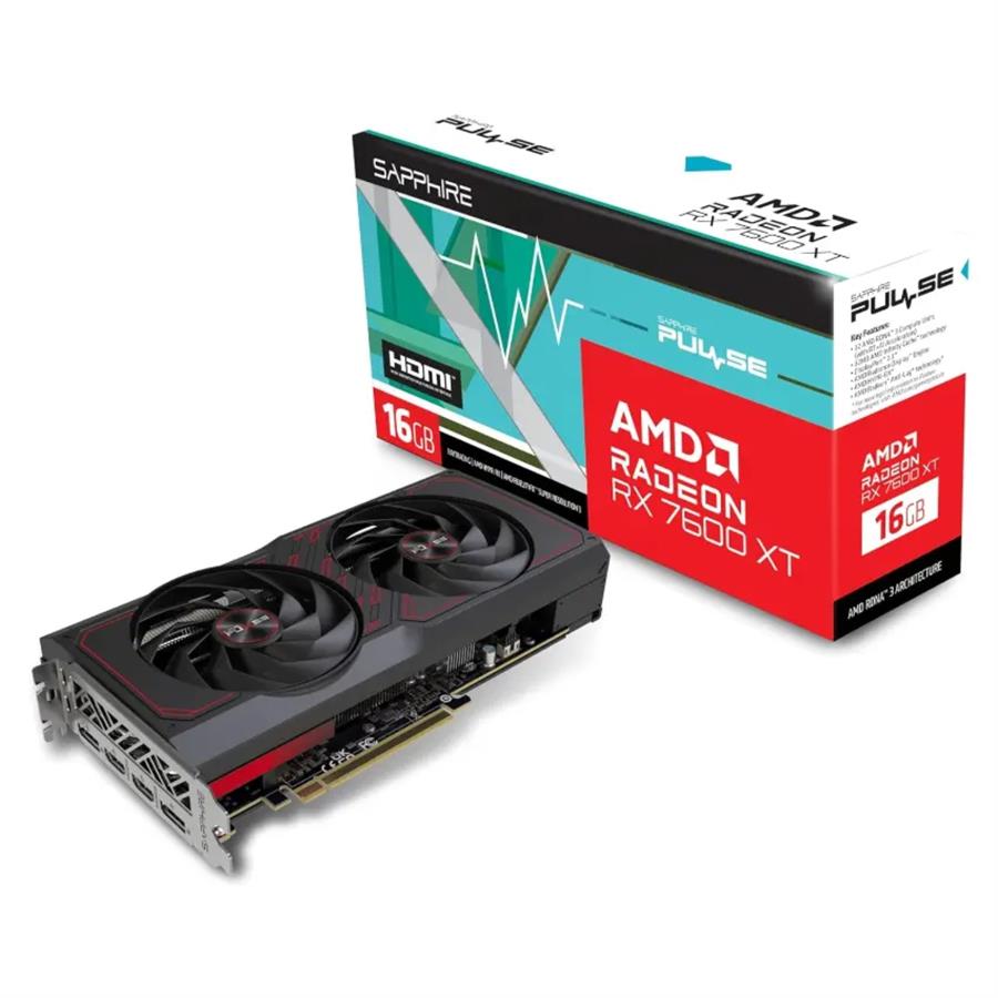 Placa De Video Sapphire Pulse AMD Radeon Rx 7600 XT D6 OC 16G Raytracing