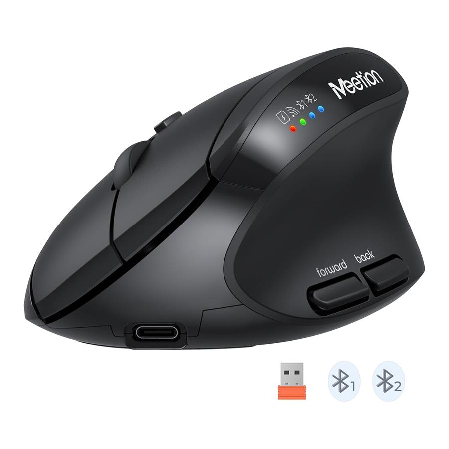 Mouse Inalambrico Ergonomico Meetion BTM008 Bluetooth Black