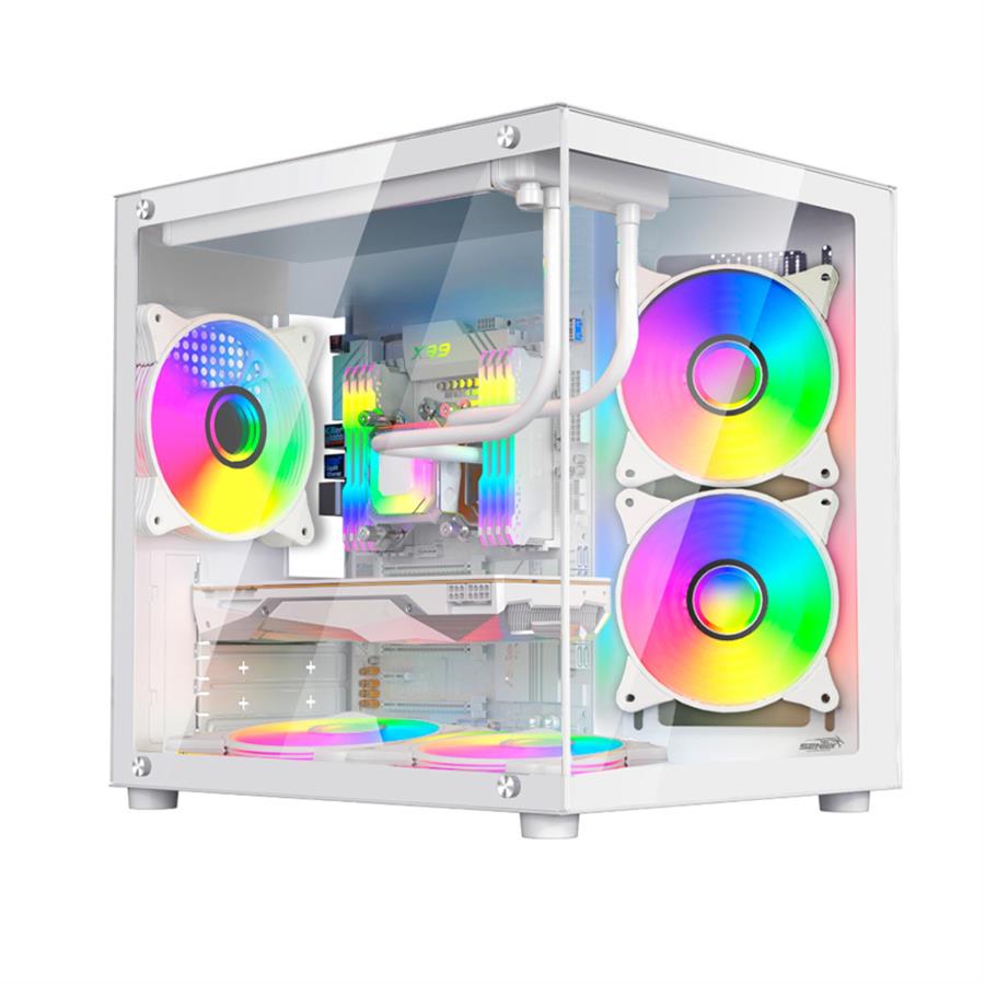 Gabinete Sentey A8 White Vidrio Templado GS-7950 5 Fans RGB
