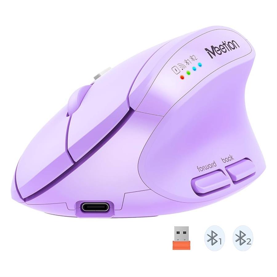 Mouse Inalambrico Ergonomico Meetion BTM008 Bluetooth Purple
